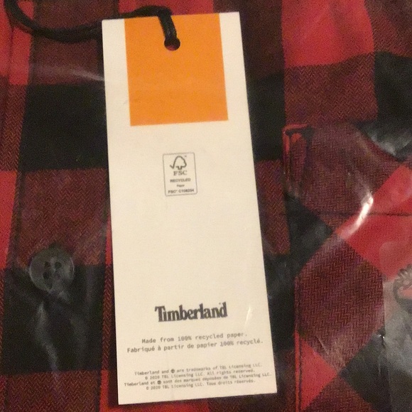 Timberland Flannel Shirt Men's Large Red Buffalo Plaid [New With Tags] - Picture 5 of 5